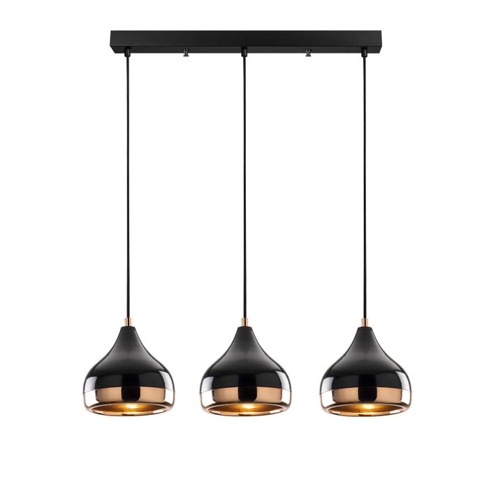 Opviq Lámpara de Araña Yıldo - 67 x 17 cm Negro y Cobre